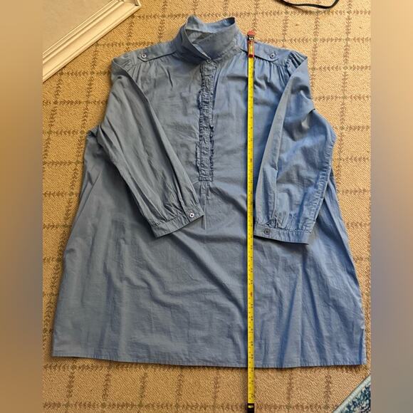 Burberry Brit denim chambray blue tunic shirt with ruffled front  M - Picture 9 of 14